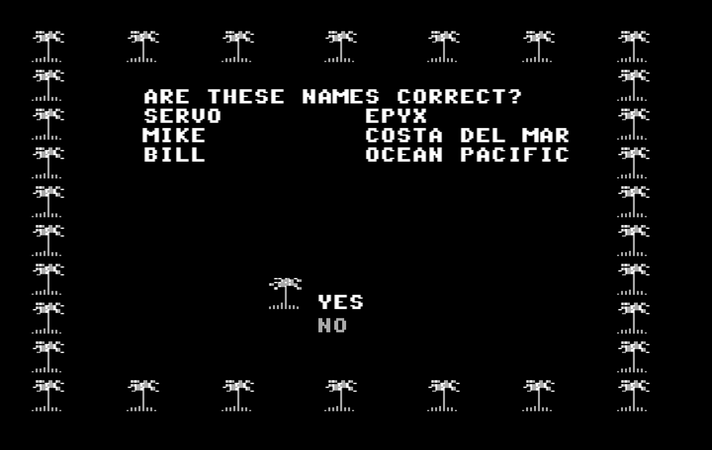 California Games IBM PC/Compatibles Screenshot: Are these names correct?