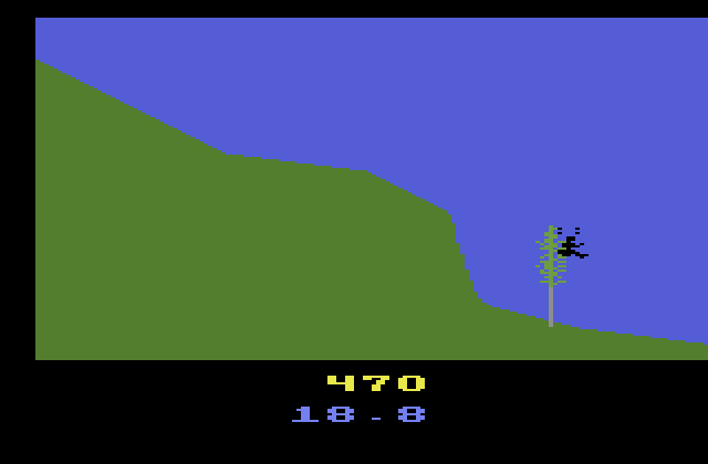 California Games Atari 2600 Screenshot: Crashed into a tree...