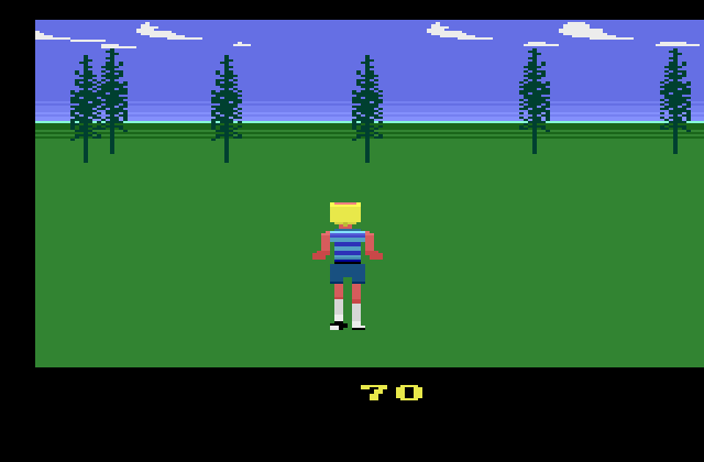 California Games Atari 2600 Screenshot: Oops, the footbag hit the ground...