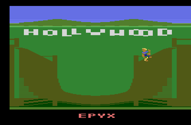 California Games Atari 2600 Screenshot: Beginning the half pipe event.