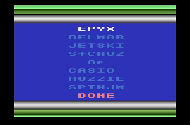 California Games Atari 2600 Screenshot: First, select a sponsor...