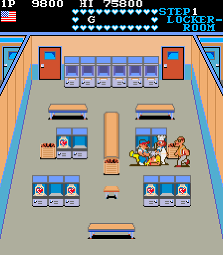 Mikie: High School Graffiti Arcade Screenshot: Caught again!