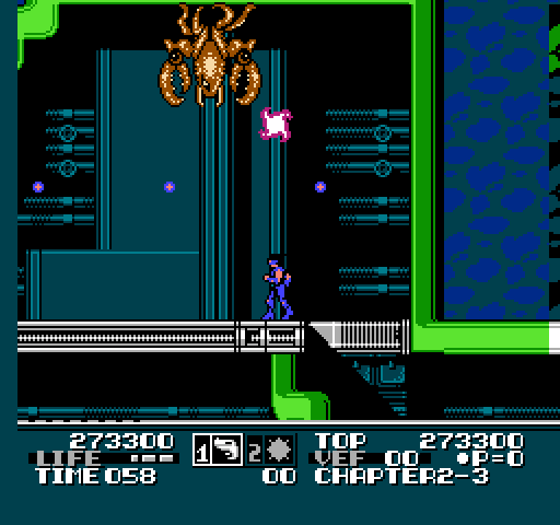 Low G Man NES / Famicom Screenshot: This boss likes to hang out on the ceiling.