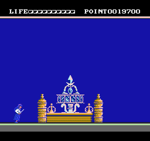 Mugen Senshi Valis: The Fantastic Soldier NES / Famicom Screenshot: The fountain signifies the end of the first level.