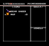 Mugen Senshi Valis: The Fantastic Soldier for NES / Famicom - Inventory and status screen; I don't have much yet!