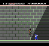 Mugen Senshi Valis: The Fantastic Soldier for NES / Famicom - Attacking a jumping mini-boss.