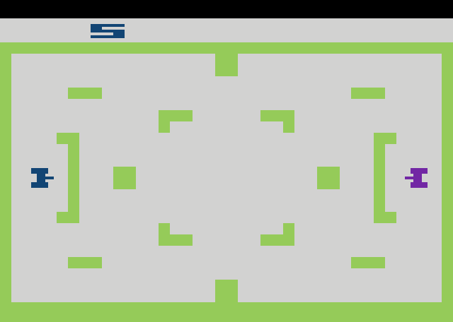 Combat Atari 2600 Screenshot: Selecting another game; some game options, like Tank Pong, don't have a visual distinction so you'll want the manual handy.