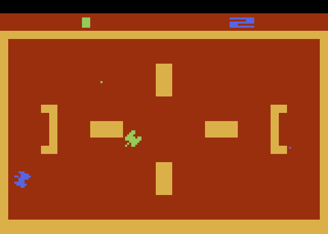 Combat Atari 2600 Screenshot: Playing Tank Pong where you'll need to bounce your shots off the walls first for them to count.