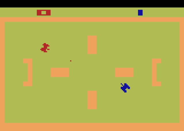 Combat Atari 2600 Screenshot: You can also add walls to the battlefield.