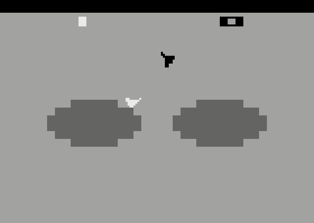Combat Atari 2600 Screenshot: A jet fighter battle begins!