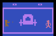 Outlaw for Atari 2600 - A stagecoach as an obstacle.