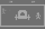 Outlaw for Atari 2600 - In this variation a coach is in the way!