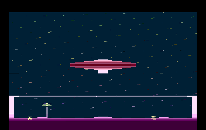 Cosmic Ark Atari 2600 Screenshot: Planetary defenses kick in after your first rescue mission.