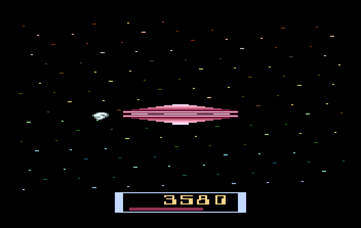 Cosmic Ark Atari 2600 Screenshot: Meteors can appear from any direction...