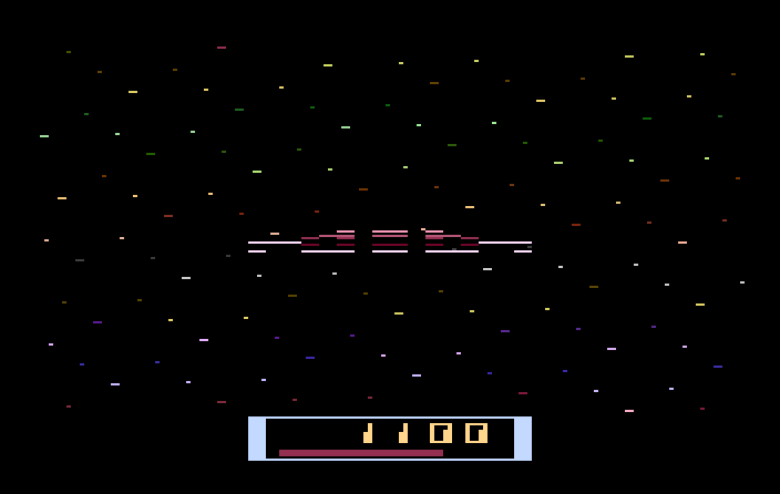 Cosmic Ark Atari 2600 Screenshot: My cosmic ark has been hit and explodes!