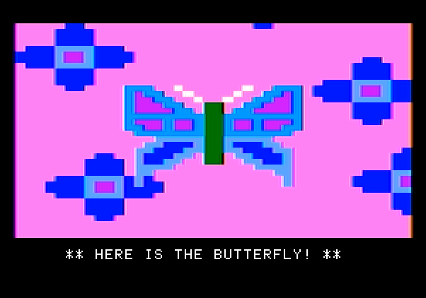 Bumble Games Apple II Screenshot: Here's the butterfly you'll be looking for.