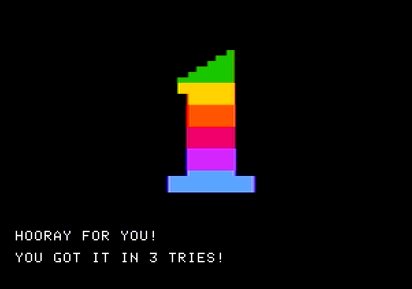 Bumble Games Apple II Screenshot: This time it took me 3 guesses.