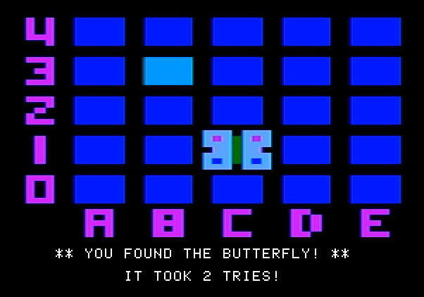 Bumble Games Apple II Screenshot: Found the butterfly!