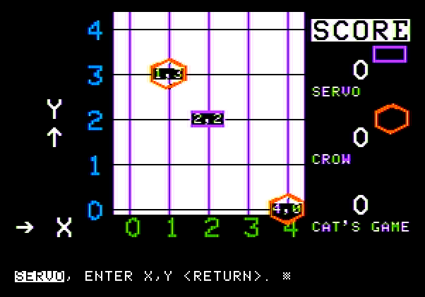 Bumble Games Apple II Screenshot: Tic Tac Toc, a game for two players.