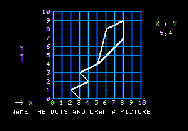 Bumble Games Apple II Screenshot: Name the dots introduction.