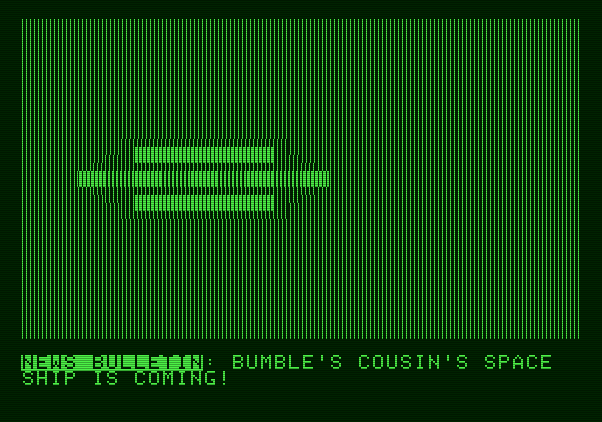 Bumble Games Apple II Screenshot: Bumble's cousin is coming from space!