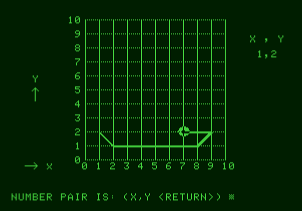 Bumble Games Apple II Screenshot: Drawing a picture by naming dots.