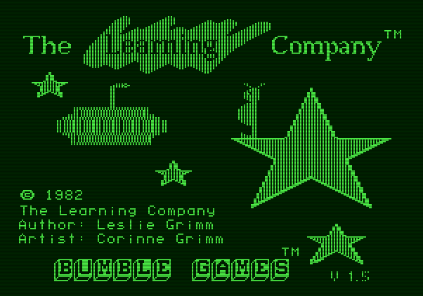 Bumble Games Apple II Screenshot: Title screen.