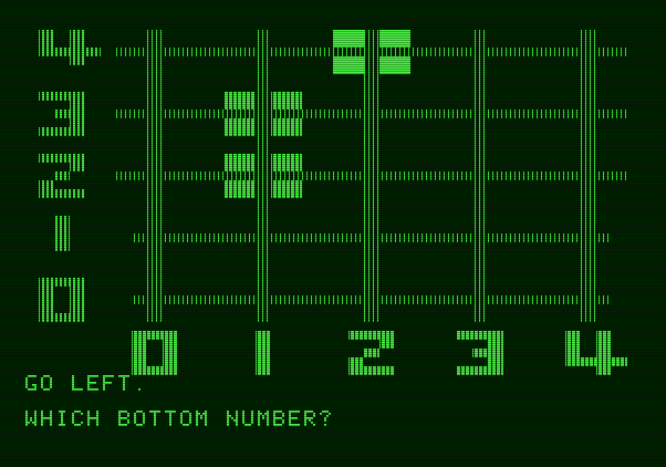 Bumble Games Apple II Screenshot: Searching for Bumble's cousin based on the clues.
