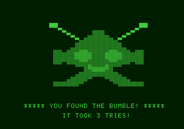 Bumble Games Apple II Screenshot: I found the Bumble!