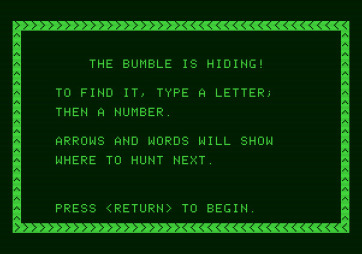 Bumble Games for Apple II - Bumble is Hiding game instructions.
