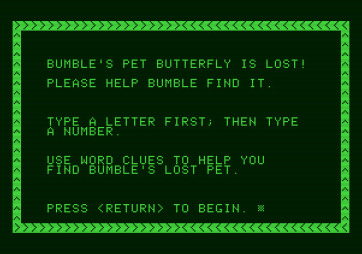 Bumble Games for Apple II - Lost Butterfly game instructions.