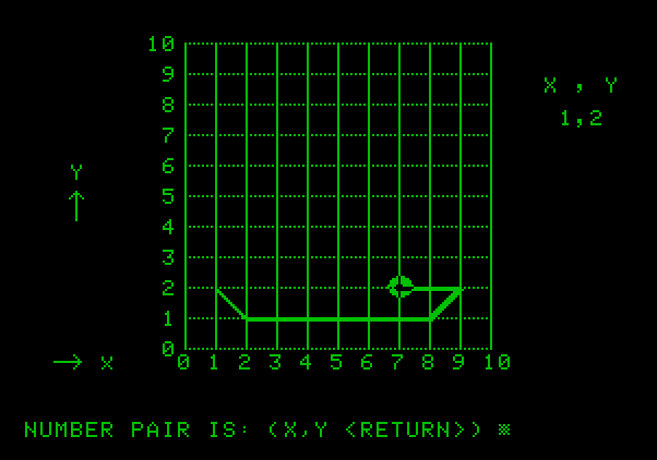 Bumble Games Apple II Screenshot: Drawing a picture by naming dots.