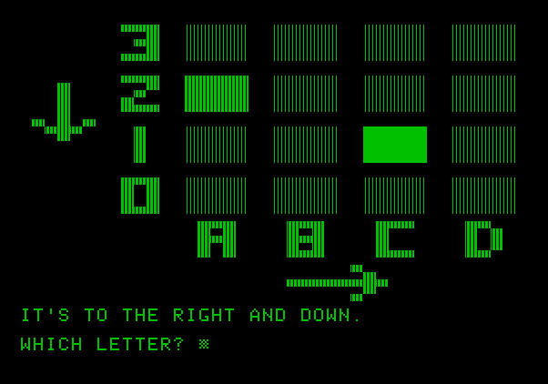 Bumble Games Apple II Screenshot: Some clues are provided when you guess wrong.