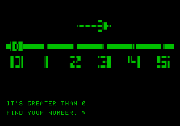 Bumble Games Apple II Screenshot: The number is greater than 0...