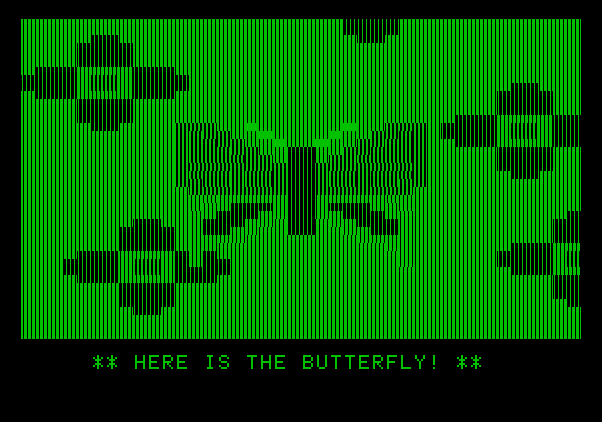 Bumble Games Apple II Screenshot: Here's the butterfly...