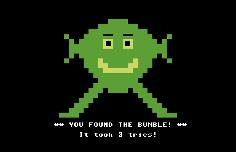 Bumble Games Commodore 64 Screenshot: I took 3 tries to find the Bumble...
