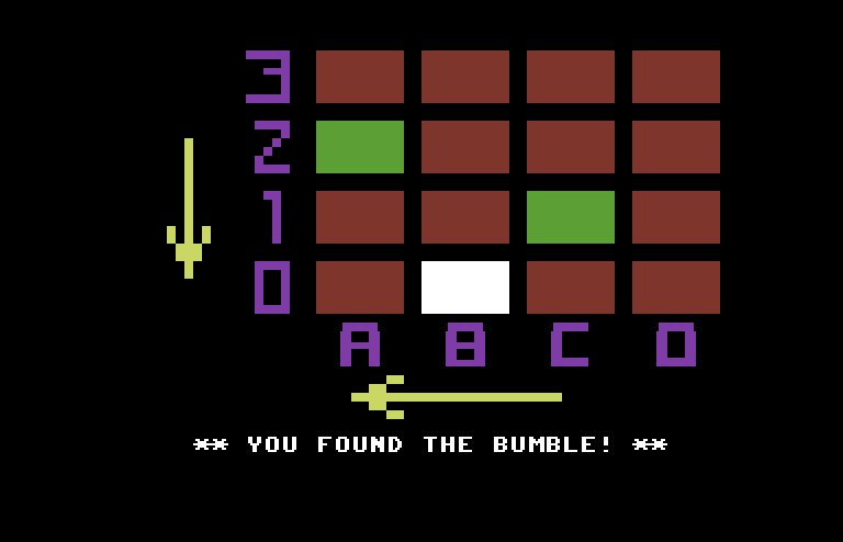 Bumble Games Commodore 64 Screenshot: I found the Bumble!