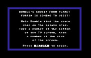 Bumble Games for Commodore 64 - Bumble's Cousin game instructions.