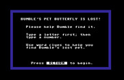 Bumble Games for Commodore 64 - Bumble's pet butterfly game instructions...
