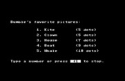 Bumble Games for Commodore 64 - You can choose one of Bumble's pictures or make your own.