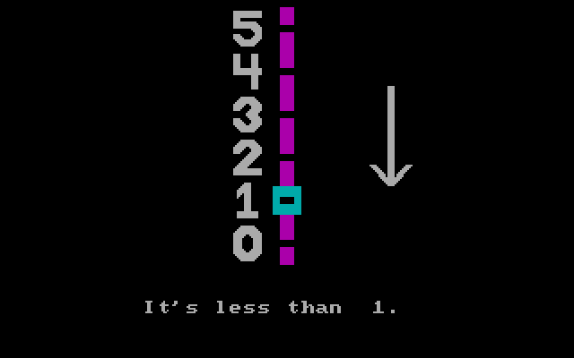 Bumble Games IBM PC/Compatibles Screenshot: The number is less than my guess...