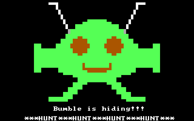 Bumble Games IBM PC/Compatibles Screenshot: Bumble is Hiding introduction.