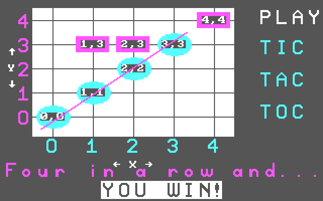 Bumble Games IBM PC/Compatibles Screenshot: Tic Tac Toc game introduction.