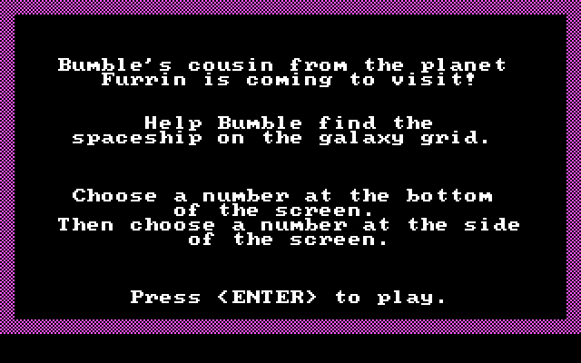 Bumble Games IBM PC/Compatibles Screenshot: Bumble's cousin game instructions.
