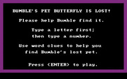 Bumble Games for IBM PC/Compatibles - Bumble's Pet Butterfly game instructions.