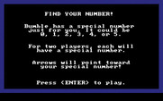 Bumble Games for IBM PC/Compatibles - Find Your Number game instructions.