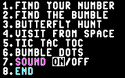Bumble Games for IBM PC/Compatibles - The main menu.