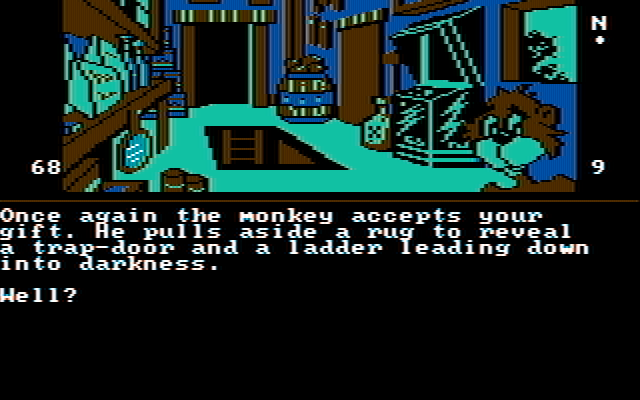 Dallas Quest, The IBM PC/Compatibles Screenshot: The monkey once again helps me out.