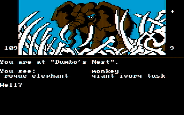 Dallas Quest, The IBM PC/Compatibles Screenshot: This elephant looks like trouble!