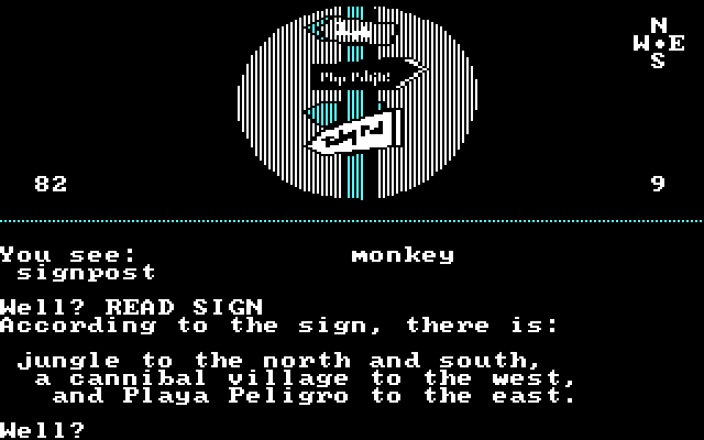 Dallas Quest, The IBM PC/Compatibles Screenshot: A signpost up ahead!